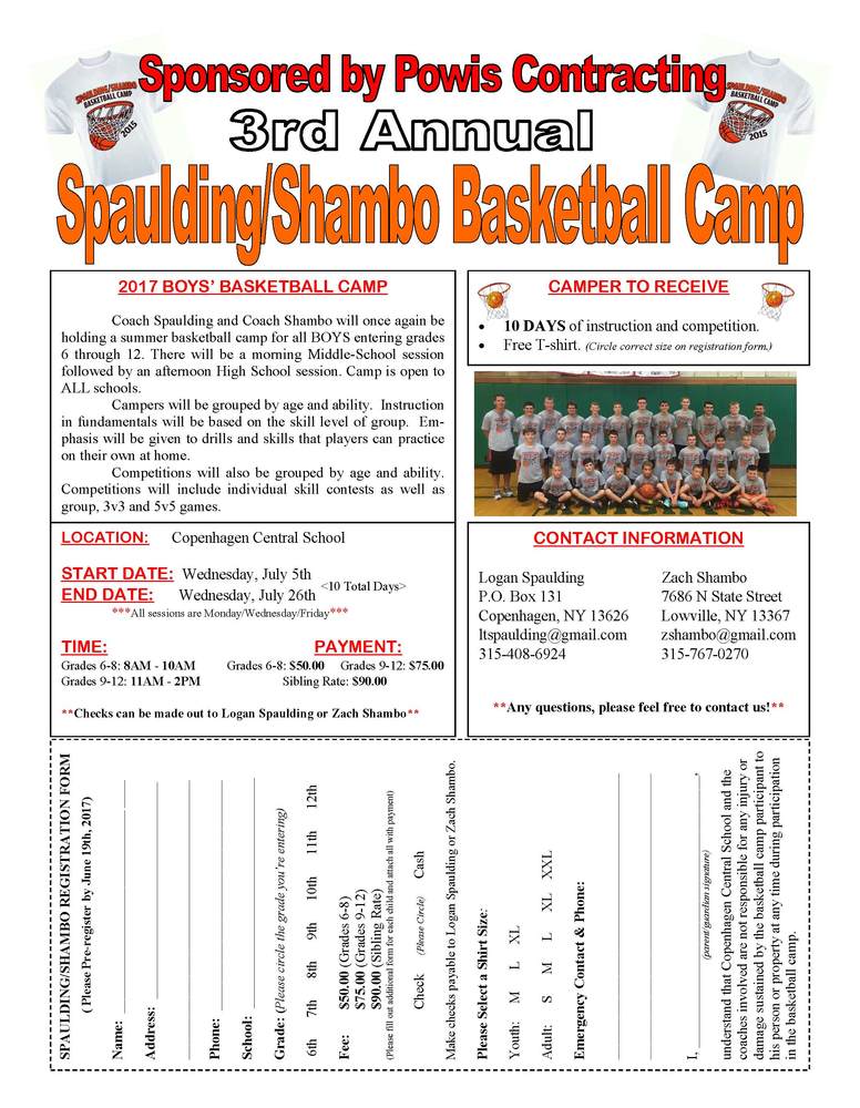 3rd Annual Spaulding/Shambo Basketball Camp