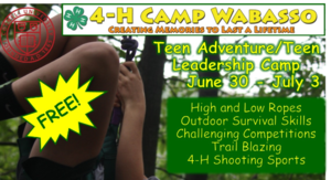 Free Teen Leader Camp @ 4-H Camp Wabasso